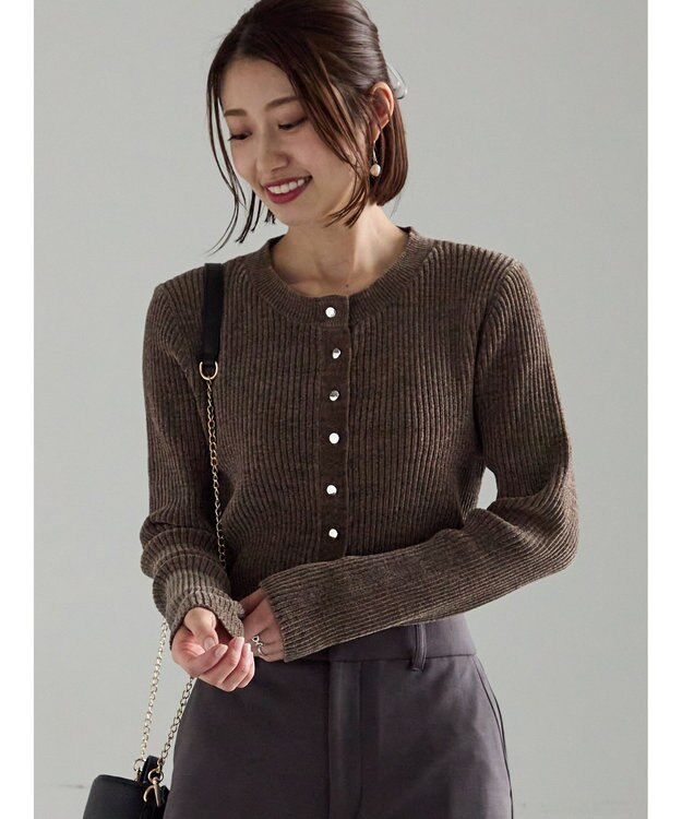 Te chichi モールリブカーディガン ブラウン