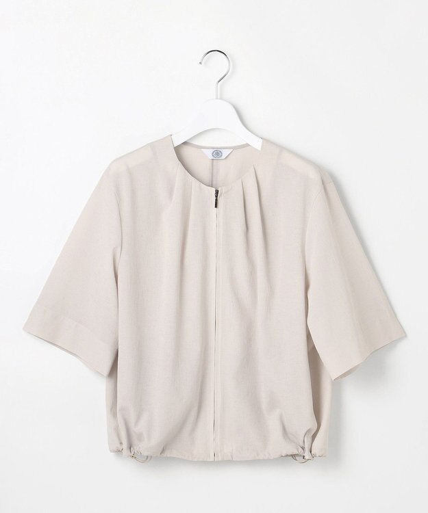 J.PRESS LADIES L 【季節の変わり目に】アキハ BREEZE COOL ノーカラー ブルゾン グレージュ系