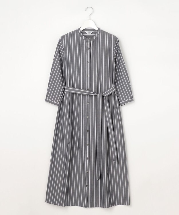 J.PRESS LADIES S TC ハイカウントストライプ シャツ ワンピース チャコールストライプ系