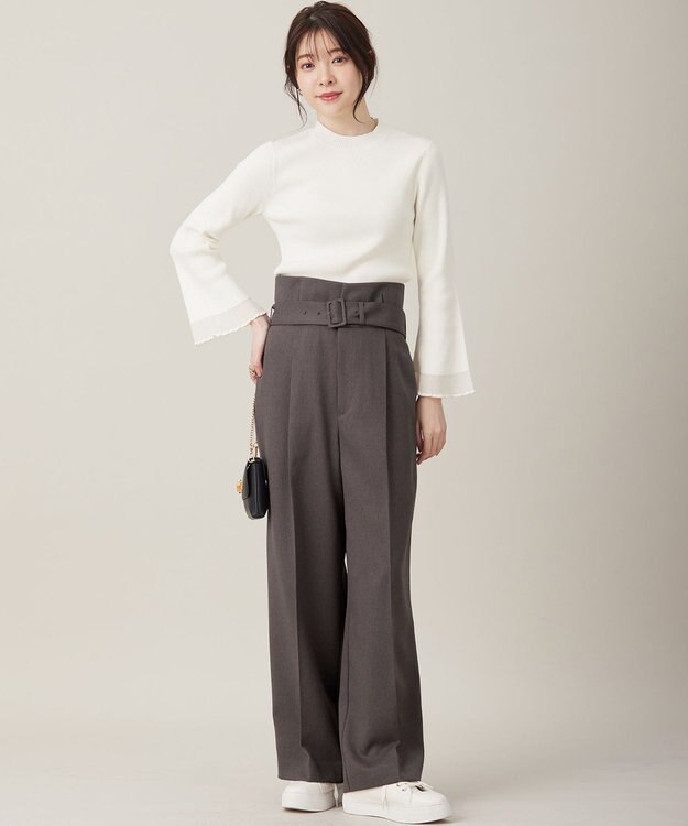 ANY SIS 【洗える】シアーディテール ニット オフ