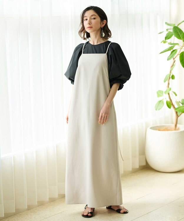 #Newans ナローシルエットワンピース ベージュ