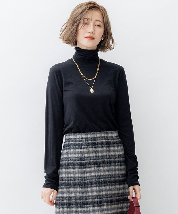 23区 S 【洗える】ベアタートル シアー カットソー ブラック系