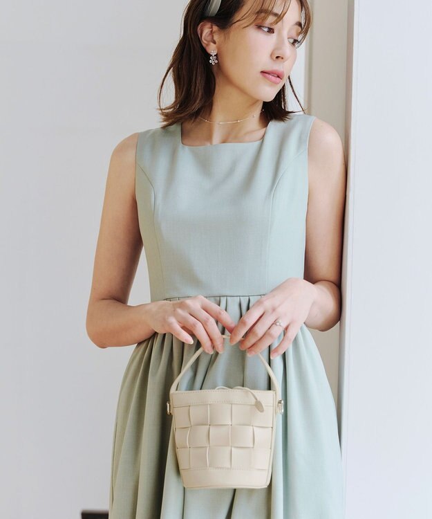 Tiaclasse  【ストラップ付き】編みこみミニバゲットバッグ アイボリー