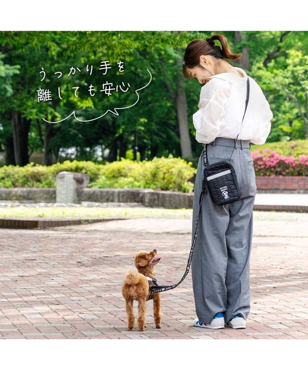 PET PARADISE スヌーピー ショルダーポーチ付き リード ４S～S  小型犬 ブラック