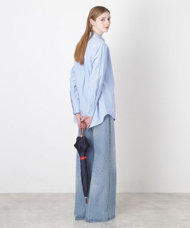 MOONBAT 【遮光/晴雨兼用日傘】POLO RALPH LAUREN(ポロ ラルフローレン) エンブフリル 長傘 遮熱 UV ディープブルー