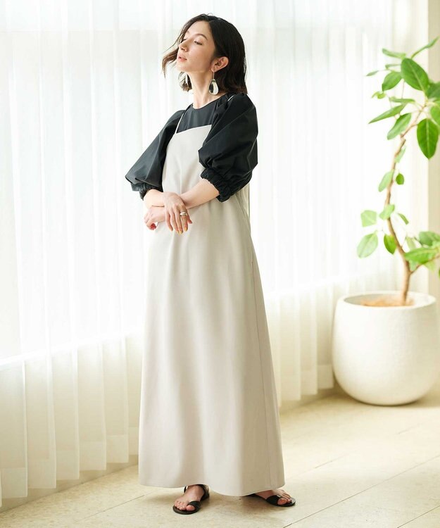 #Newans ナローシルエットワンピース ベージュ