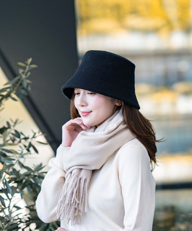 MOONBAT 【洗える】ウールバケットハット サイズ調整可 UVカット 畳める 大きめ ブラック