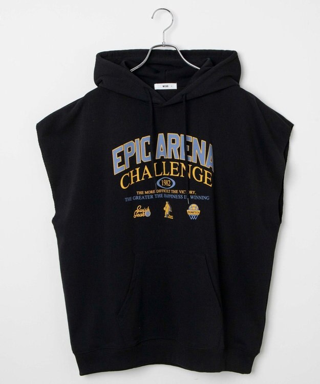 WEGO 【ユニセックス着用ITEM/手洗い可】ロゴノースリーブパーカー ブラック