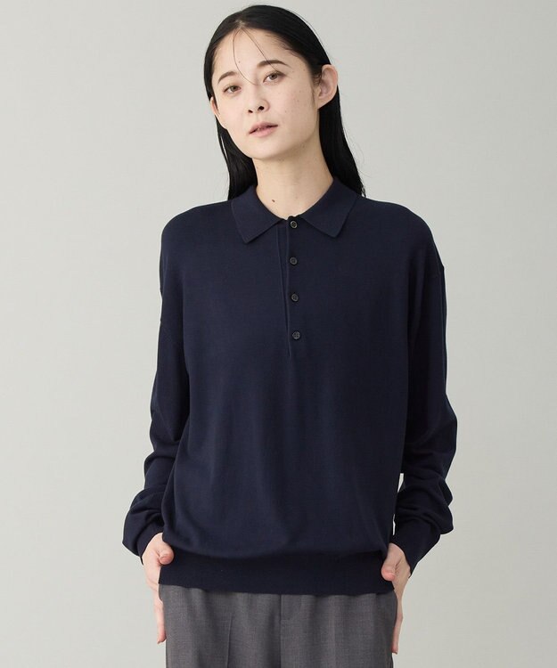 UNFILO MENS 【男女兼用】ソフトサーモ アンチピリングニット ポロ ネイビー