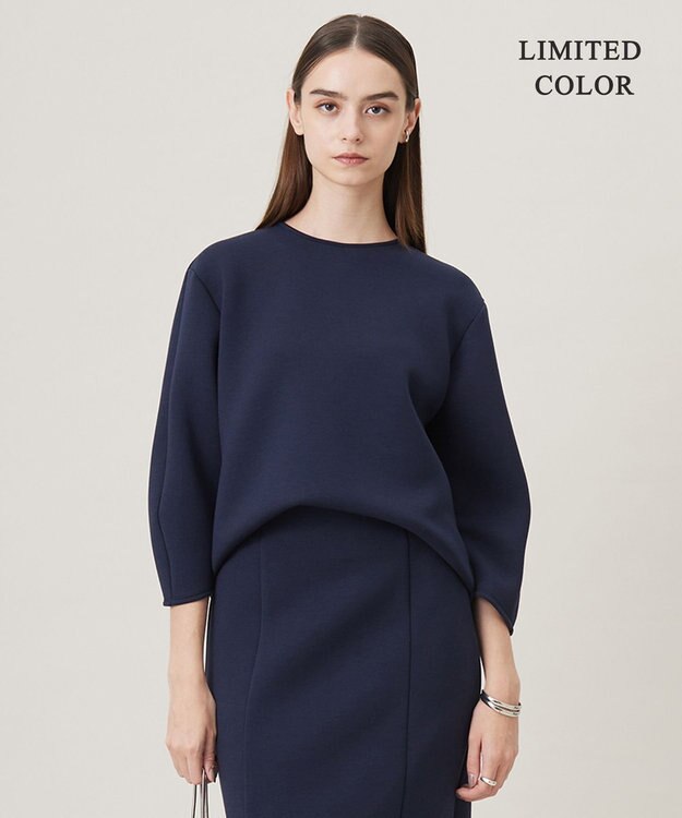 ICB L 【洗える・WEB限定カラーあり】コンパクトダブルフェイス トップス ネイビー系［WEB限定］