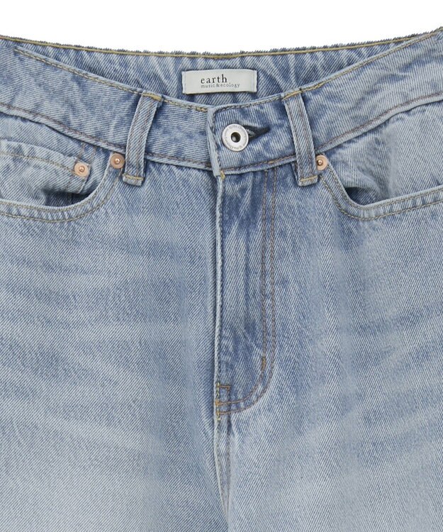 earth music&ecology 【セルフカット可】ワイドデニムパンツ Light Indigo