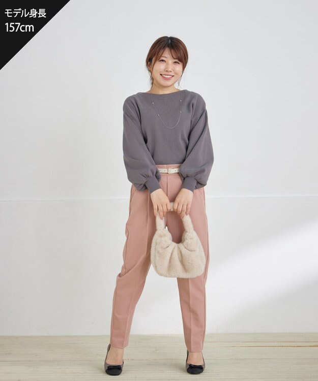 Tiaclasse 【小倉優子さん着用・洗える】カラーテーパードパンツ ピンク