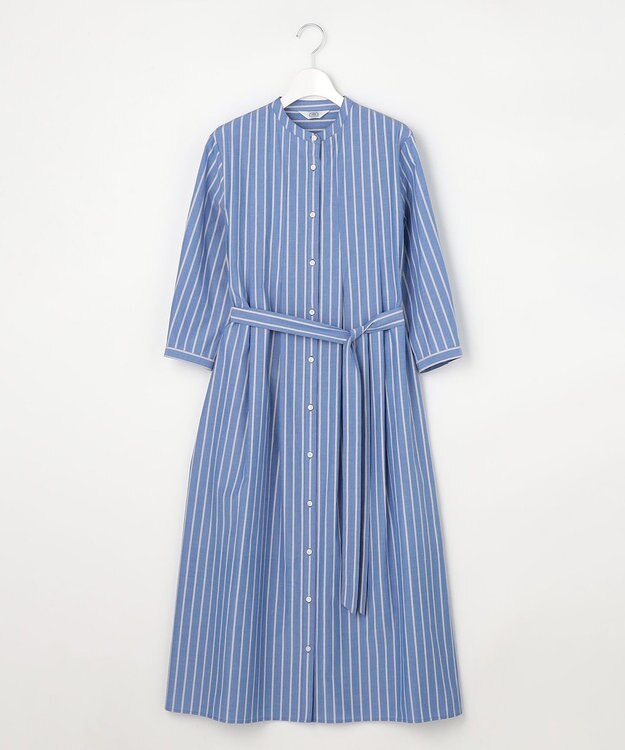 J.PRESS LADIES S TC ハイカウントストライプ シャツ ワンピース ブルーストライプ系