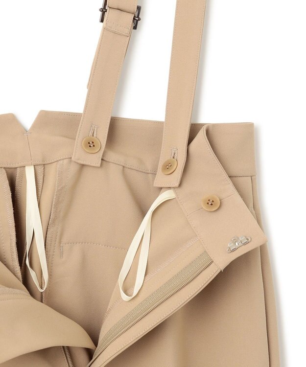 23区 【洗える】ストレッチダブルクロス サスペンダーパンツ ベージュ系