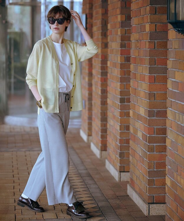 J.PRESS LADIES 【WEB限定カラーあり・洗える】Vis/Peスパーク ニット カーディガン イエロー系