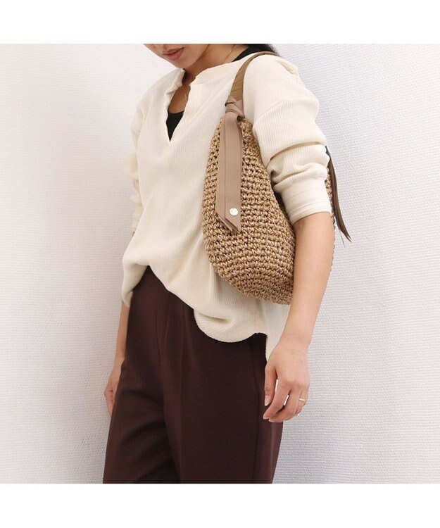 UNBILLION カシュカシュ cachecache / 下がりグログランクロッシェ2wayミニトート ブラウン