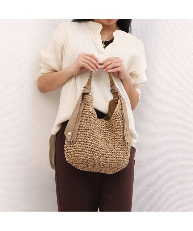 UNBILLION カシュカシュ cachecache / 下がりグログランクロッシェ2wayミニトート ブラウン