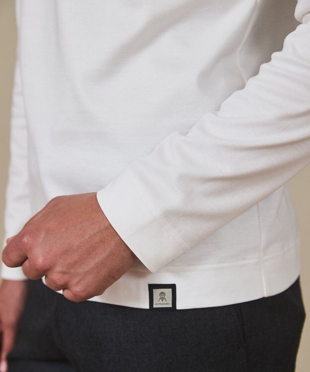 GOTAIRIKU 【綿100％】カバーネック ドレスTシャツ_ロング ホワイト系