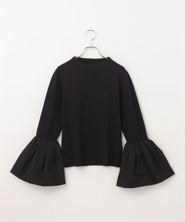 #Newans 【洗える】コンビネーションベルスリーブニット ブラック