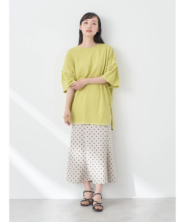 earth music&ecology 配色ステッチチュニックＴ Yellow