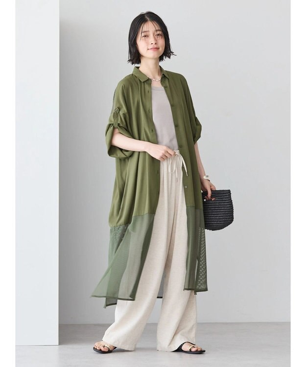 AMERICAN HOLIC サラックールメッシュ切替ワンピース Khaki