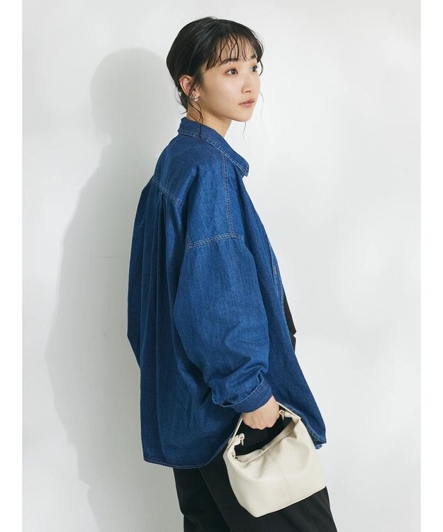 CRAFT STANDARD BOUTIQUE デニムパール釦サークルブラウス Indigo