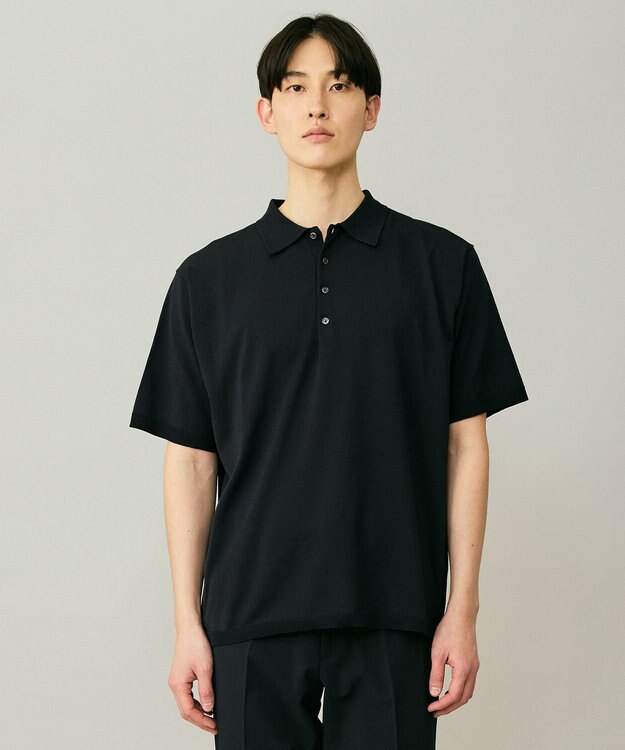 UNFILO MENS アラエルアンチピリングニット ポロ ネイビー