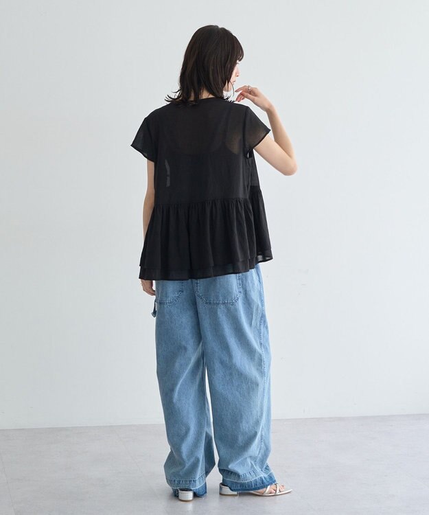 YECCA VECCA ペプラムシアーブラウス Black