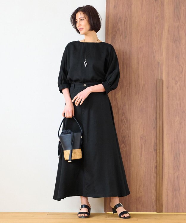 自由区 【洗える・XSサイズあり】テンセルリネンデニム  ブラウス グレー系