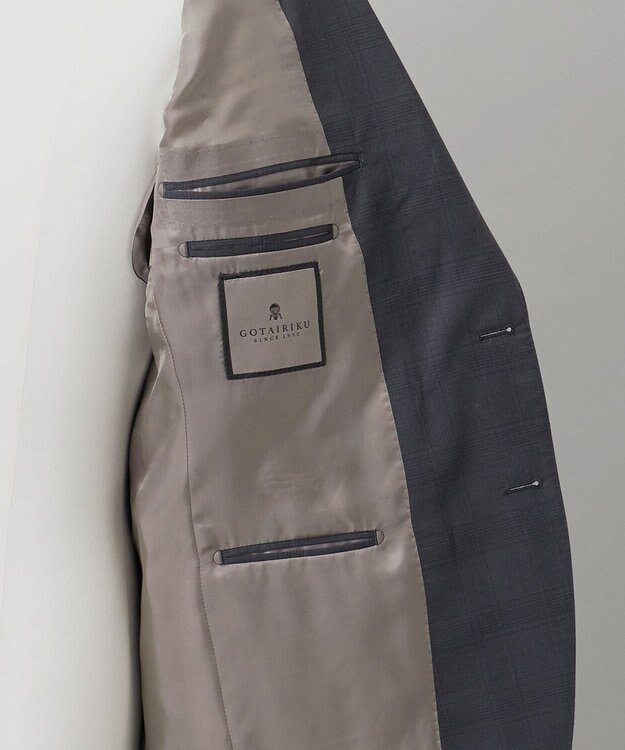 GOTAIRIKU 横に伸びる【TasmaniaWool/タマニアウール】ストレッチ スーツ_グレー格子柄 グレー格子地柄