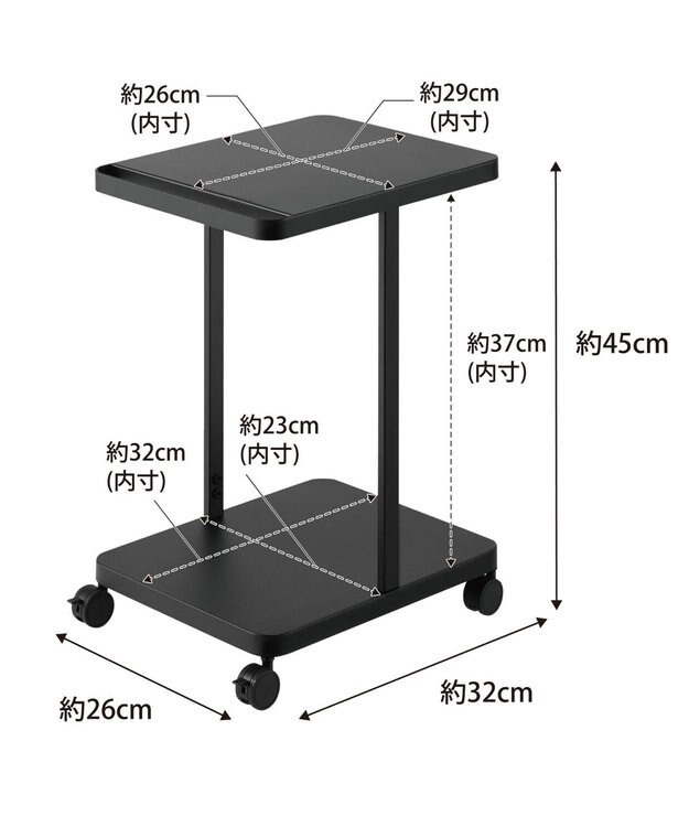 tower ランドセル収納ラック タワー キャスター付き 2段 ブラック ブラック