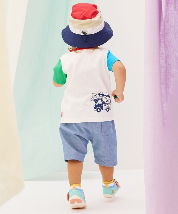 MIKI HOUSE HOT BISCUITS 【80-120cm】 パステルロゴ 6分丈パンツ ブルー