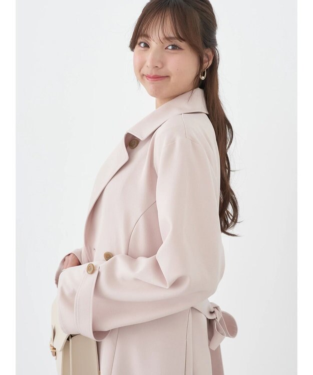 earth music&ecology ２ＷＡＹケープトレンチコート Pink Beige