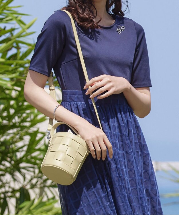 Tiaclasse  【ストラップ付き】編みこみミニバゲットバッグ イエロー