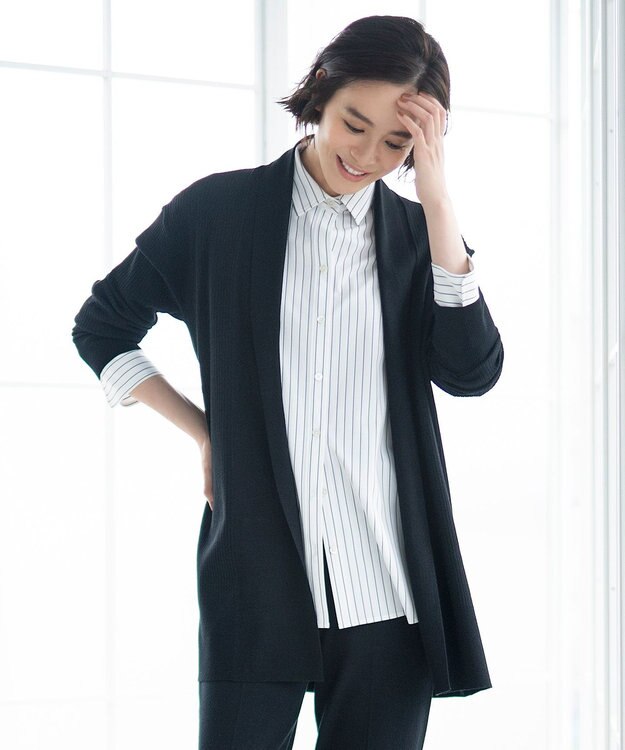 自由区 【洗える】ストレッチシャーティング ベーシック シャツ アイボリー系1