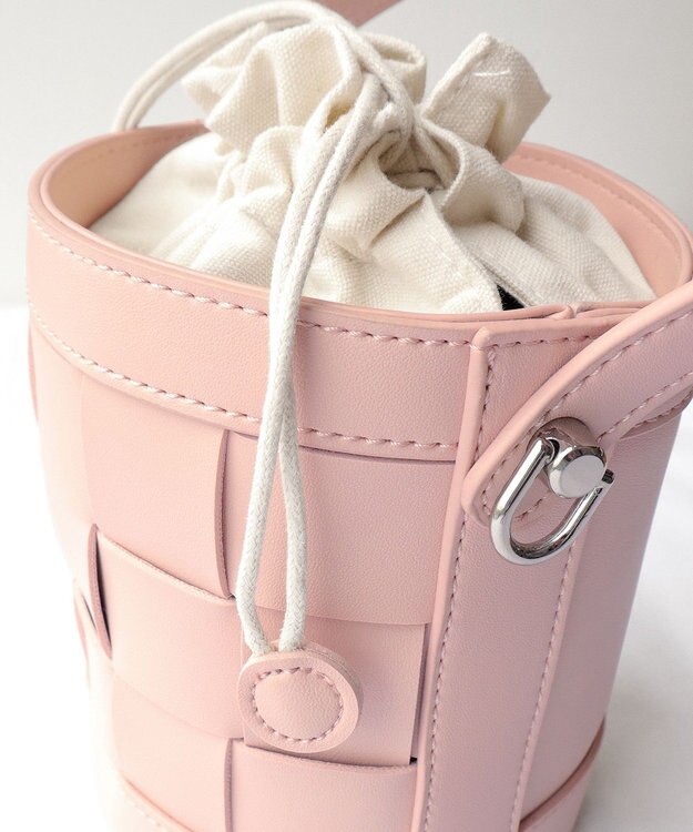 Tiaclasse  【ストラップ付き】編みこみミニバゲットバッグ ピンク