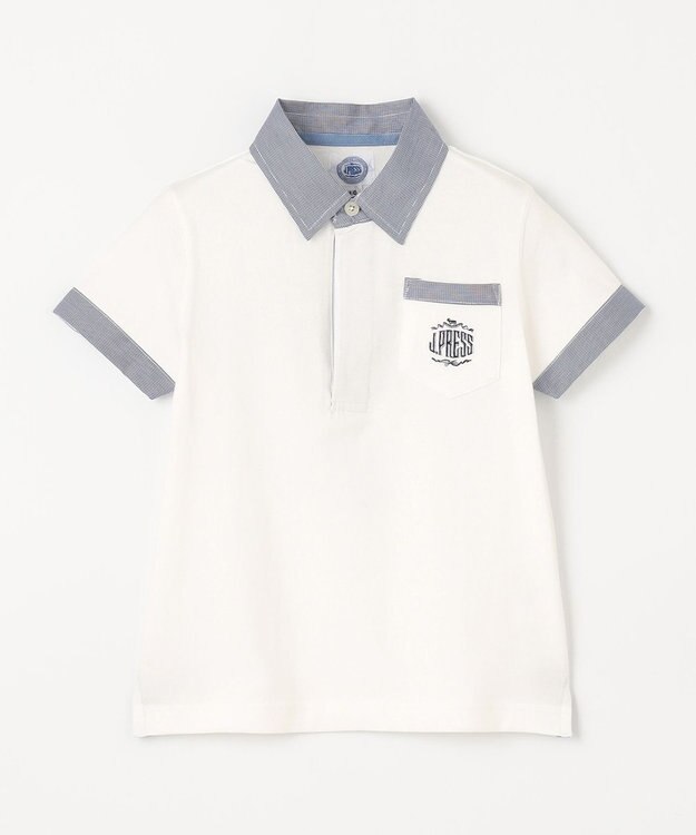 J.PRESS KIDS 【110-130cm】チェックカラー 半袖ポロシャツ アイボリー系
