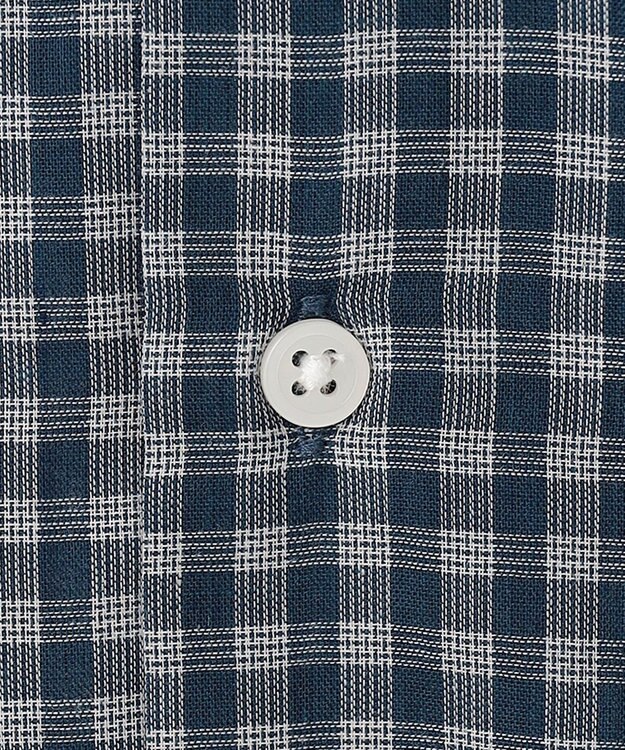 UNFILO MENS イージーケア エアリーシアーシャツ 半袖 ネイビーチェック