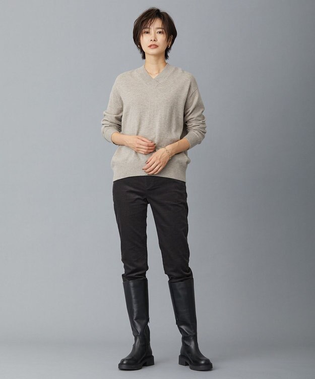 J.PRESS LADIES S 【洗える】AIRDUROYストレッチ パンツ グレー系