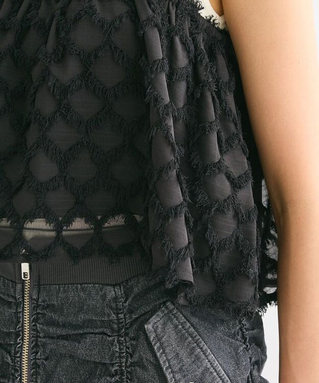 Green Parks ・ＥＬＥＮＣＡＲＥ　ＤＵＥフリンジジャカードビスチェ Black