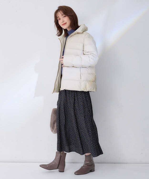 ANY 【洗濯機可能/羽毛100%使用/撥水/フード取り外し可能】楽映えリッチミドル丈ダウン エクリュ