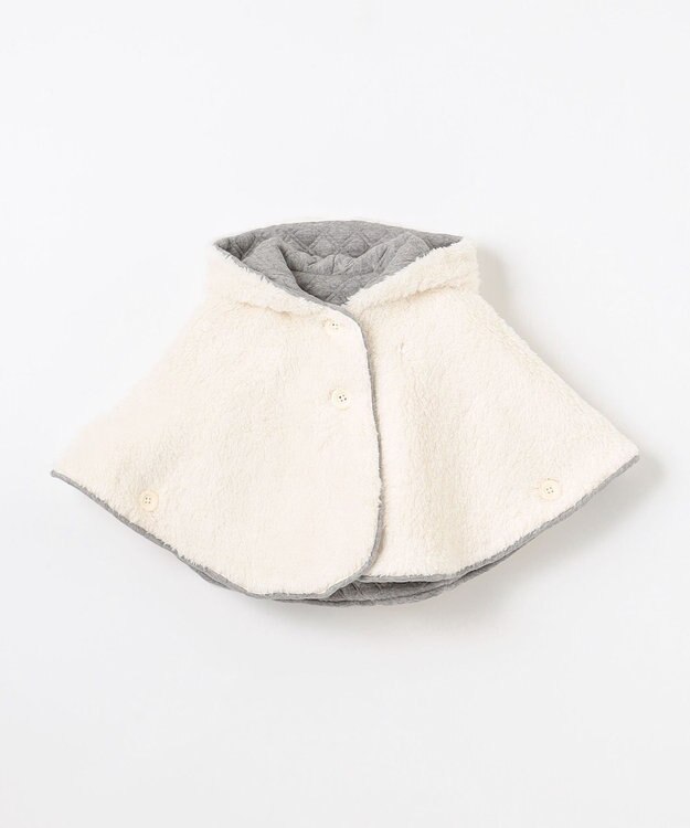 組曲 KIDS 【90㎝】くま耳 キルトマント グレー系