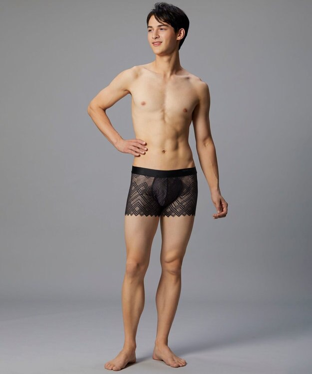 WACOAL MEN WACOAL MEN ボクサーパンツ 【レースボクサー】 フロント快適グラマラス 通気性(本体) 前閉じ 下着 メンズ WT3828 /ワコールメン ブラック