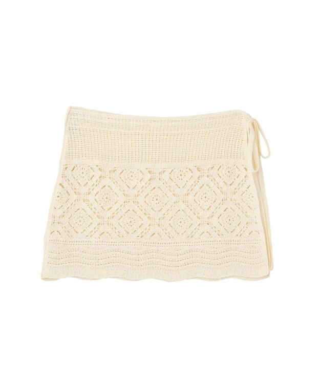 AMERICAN HOLIC クロシェニット巻きスカート Ivory