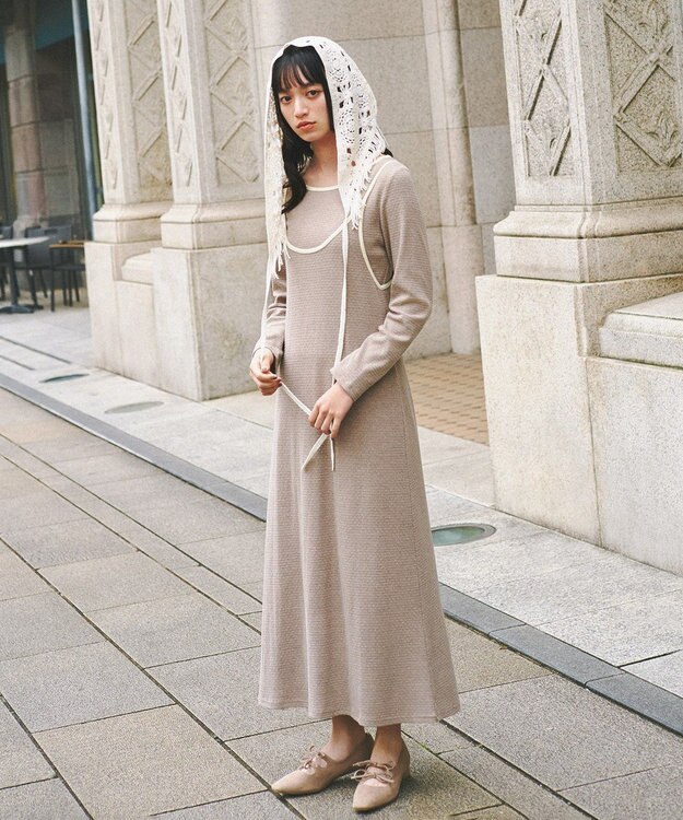 earth music&ecology マルチクロシェスカーフ Ivory