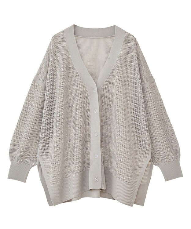 earth music&ecology メッシュルーズカーディガン Gray Mixture