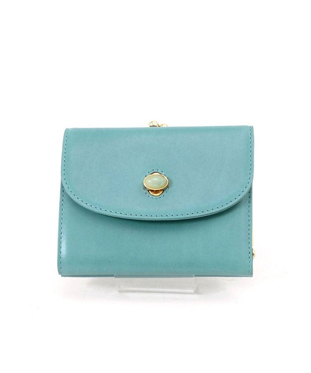 UNBILLION ペルケ perche ジェムストーンヒネリかぶせ二つ折り財布 サックスブルー