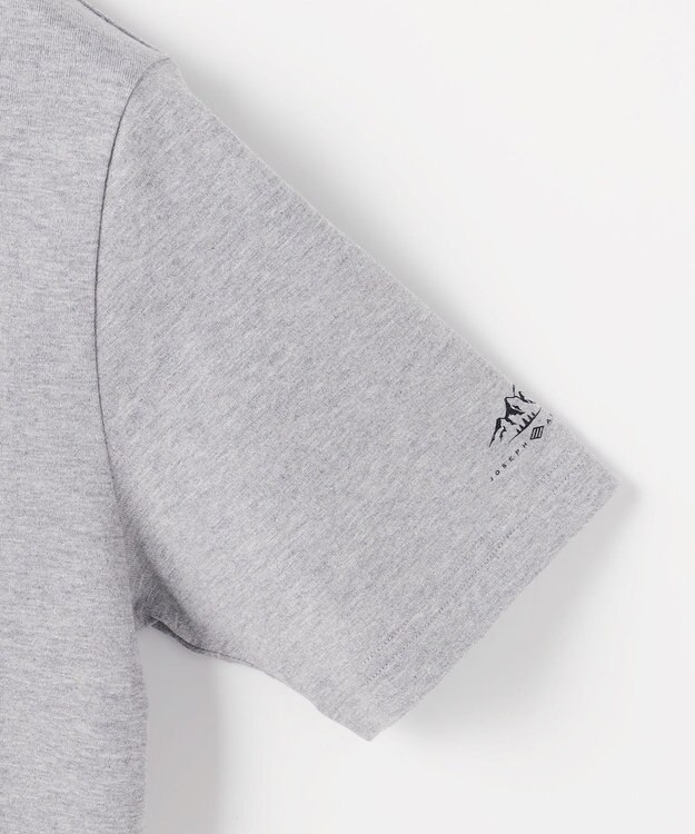 JOSEPH ABBOUD MOUNTAIN 【ゆったり】プレーティング天竺 リーフプリントアウトドア Tシャツ ライトグレー系