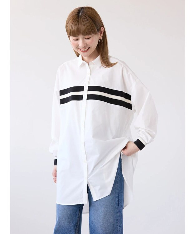 AMERICAN HOLIC リブラインシャツチュニック Off White