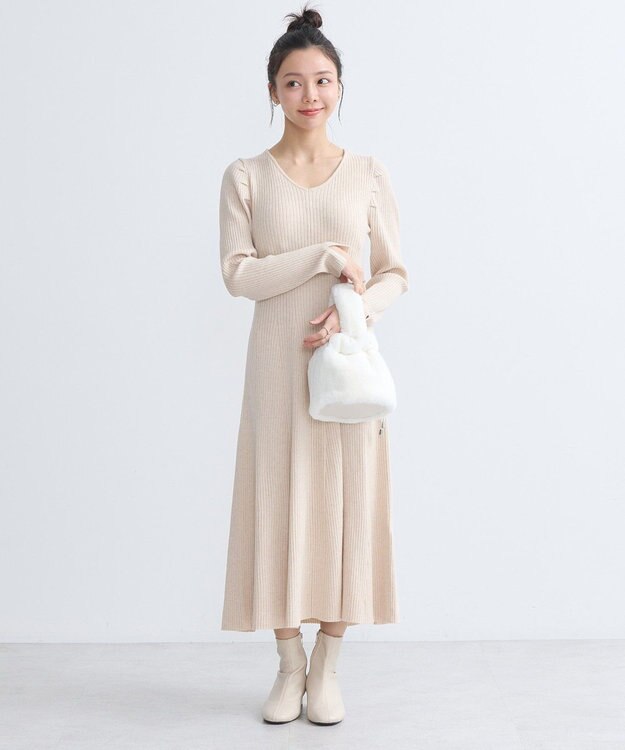 earth music&ecology 襟レースニットワンピース Ivory